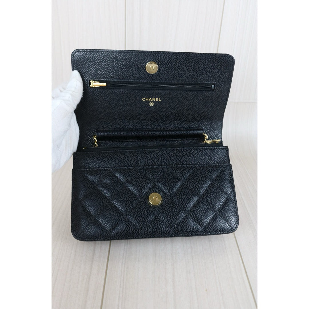 Very Good ( Rank A) ｜Full Set CHANEL Matrasse Chain Caviar Skin WOC19 Shoulder Bag Black Made In 2019～2020Year ｜S25090405