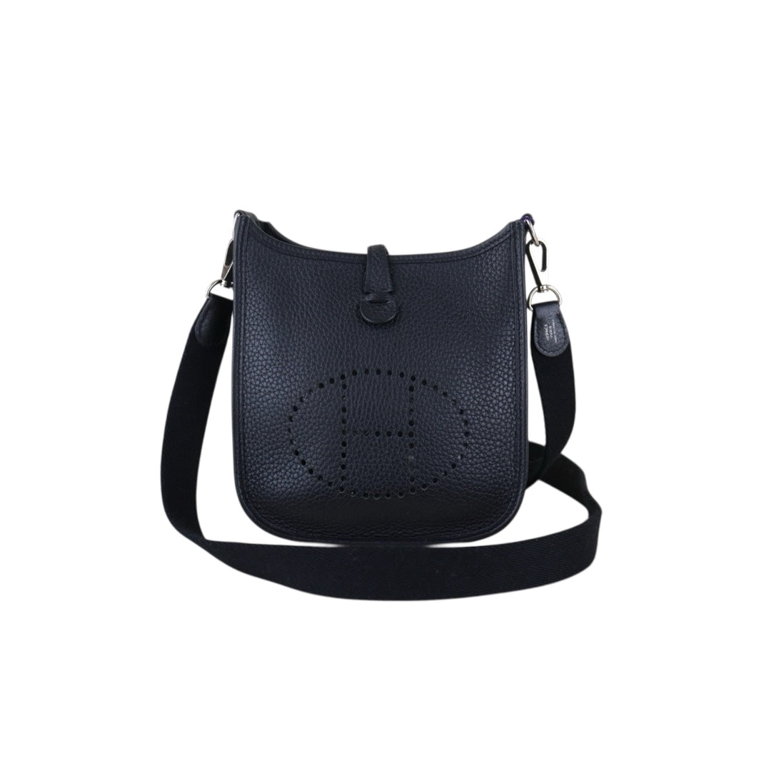 Include Entrupy Certificate of Authenticity｜Very Good ( Rank A)｜ HERMES TC Leather Mini Evelyn 16 Shoulder Bag Black Y Stamp Made In 2020Year｜S26030827