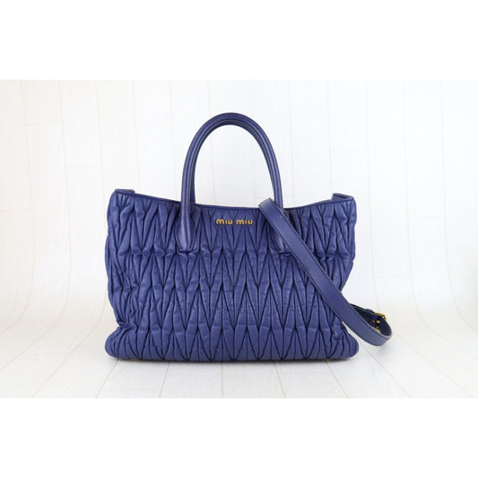 Fair ( Rank B)｜MiuMiu Lamb Skin Handbag Blue Shoulder Bag ｜H25022801