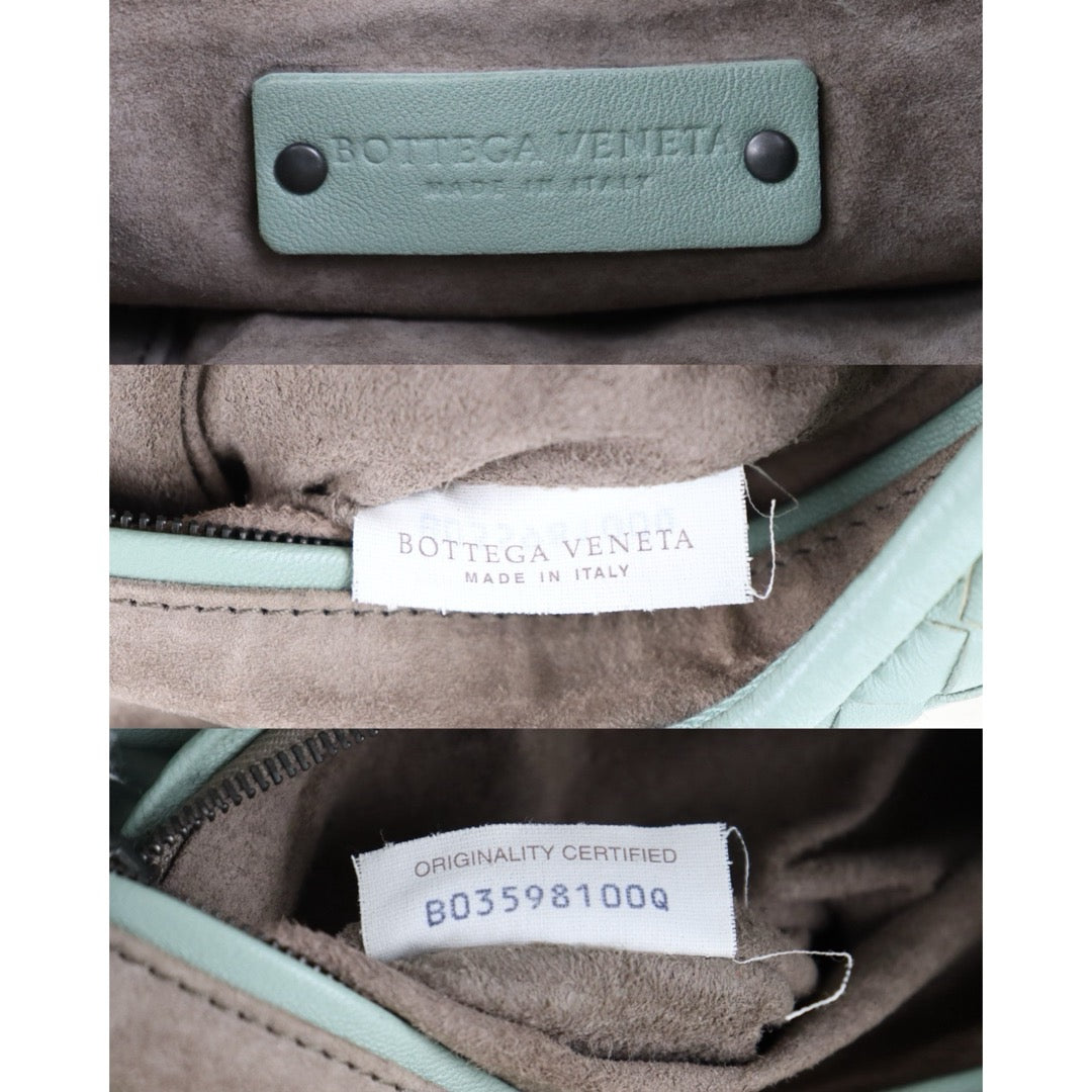 Include Entrupy Certificate of Authenticity｜Good ( Rank AB)｜ Bottega Veneta Lamb Skin Braid Shoulder Bag Glacier｜S26073106