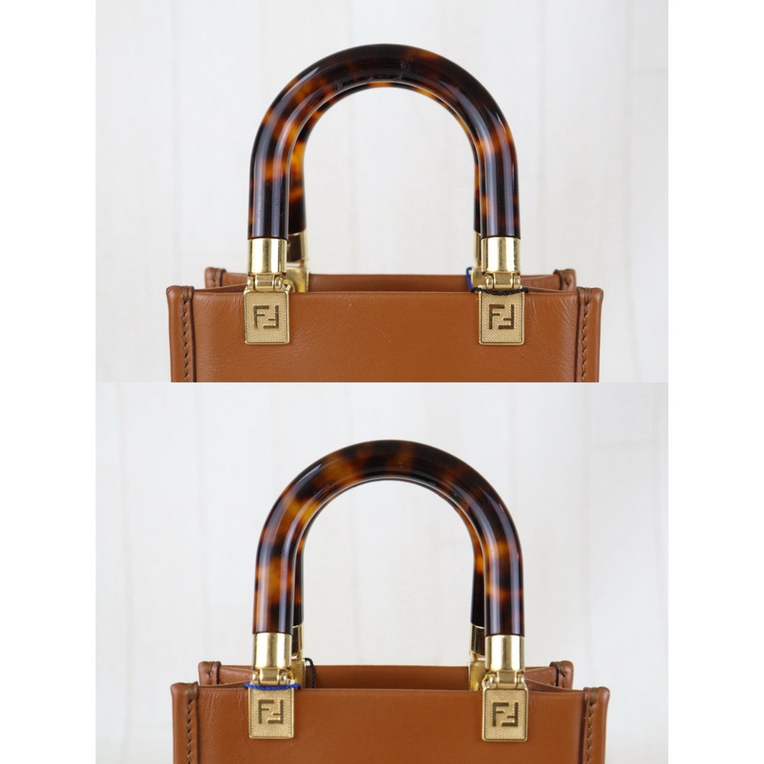 Include Entrupy Certificate of Authenticity｜Good ( Rank AB)｜ FENDI Mini Sunshine Shopper Hand Bag Shoulder Bag Brown｜S26090715