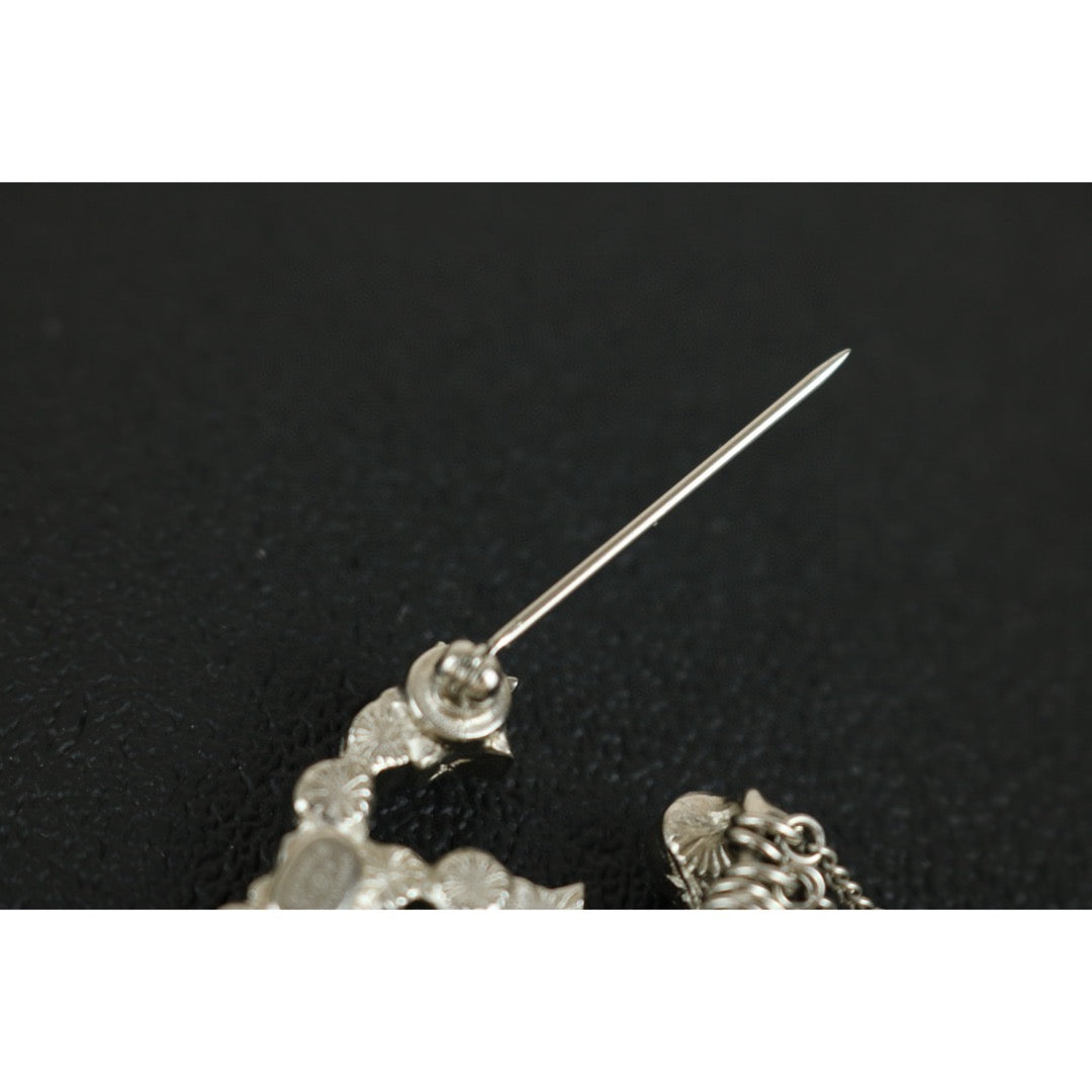 Very Good ( Rank A)｜ CHANEL  Coco Mark Silver Colorblock Pearl  Brooch ｜F25012308