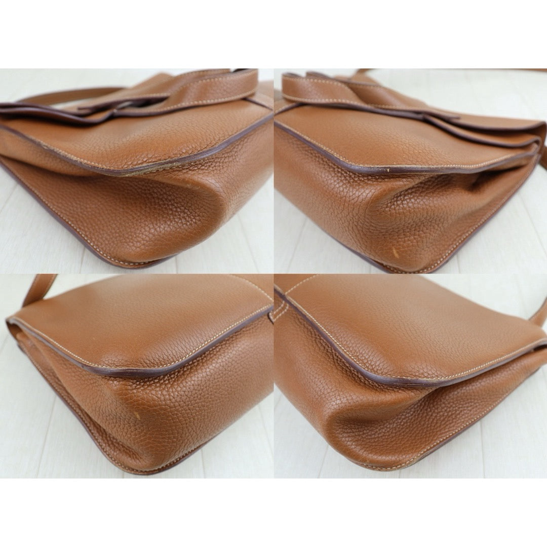 Good ( Rank AB)｜ Hermes Halzan 31 TC Leather Handbag Shoulder Bag Golden Brown C Stamp Made In 2018 Year｜H25081804