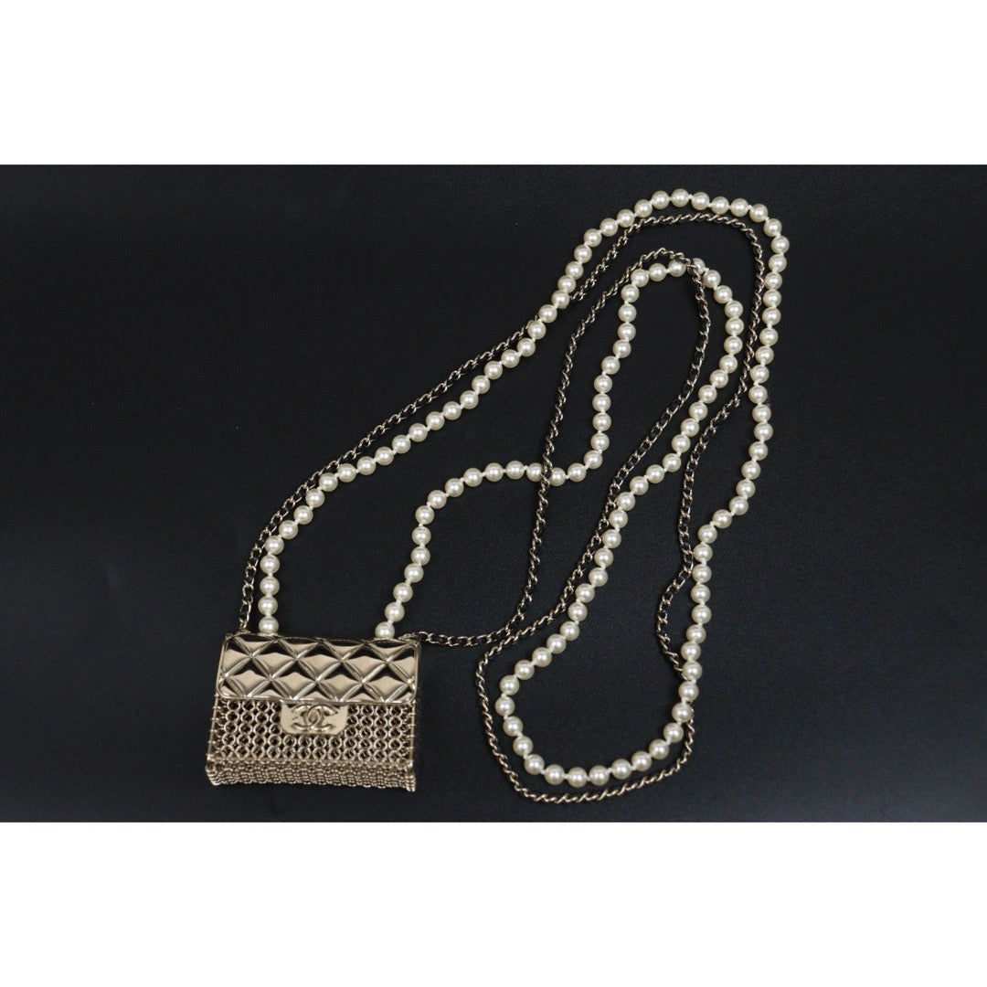 Very Good ( Rank A)｜ CHANEL Coco Mark Hollow Design Pearl Double Chain Tinybag made in 2021 year｜S26021403