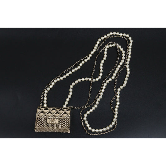 Very Good ( Rank A)｜ CHANEL Coco Mark Hollow Design Pearl Double Chain Tinybag made in 2021 year｜S26021403