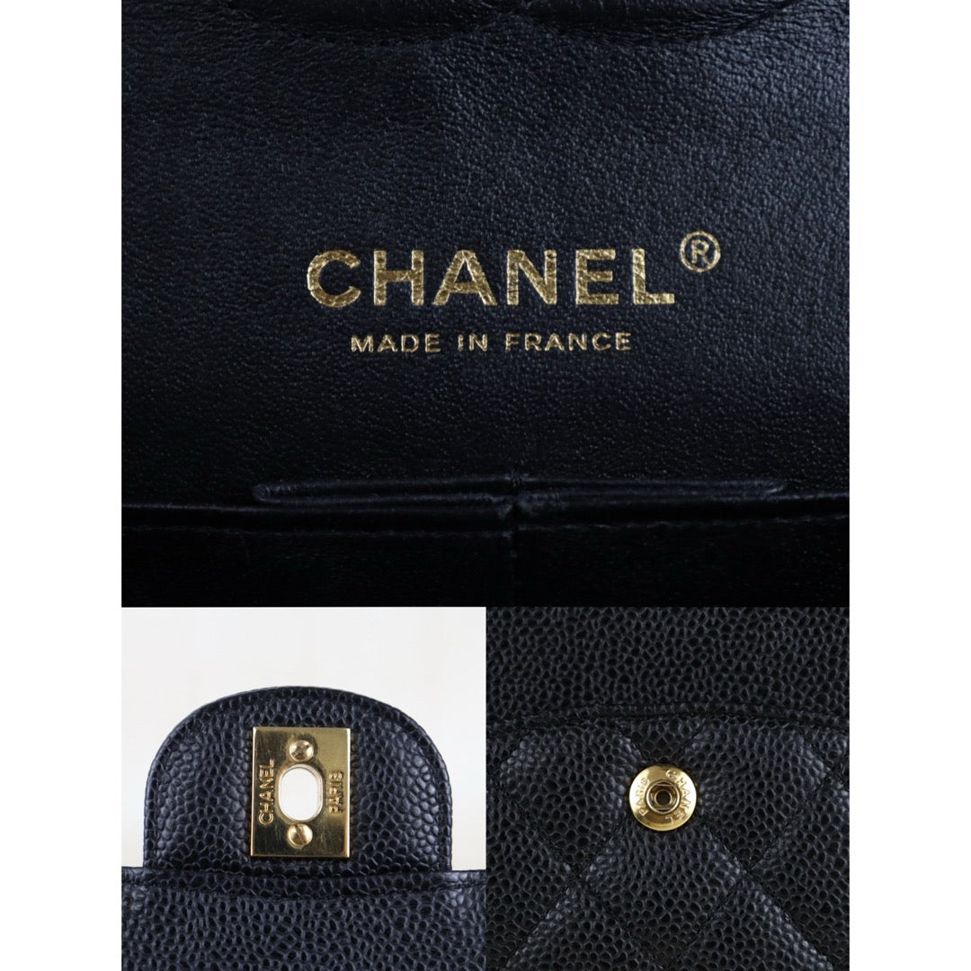 Include Entrupy Certificate of Authenticity｜Very Good ( Rank A)｜ CHANEL Caviar Skin Matrasse Chain Double Flap 25 Shoulder Bag Black Made In 2009-2010Year  ｜S26051514