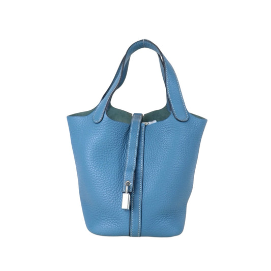 Good ( Rank AB)｜ Hermes Picotin Lock 18 TC Leather HandBag Blue T Stamp Made In 2015 Year｜H25081802