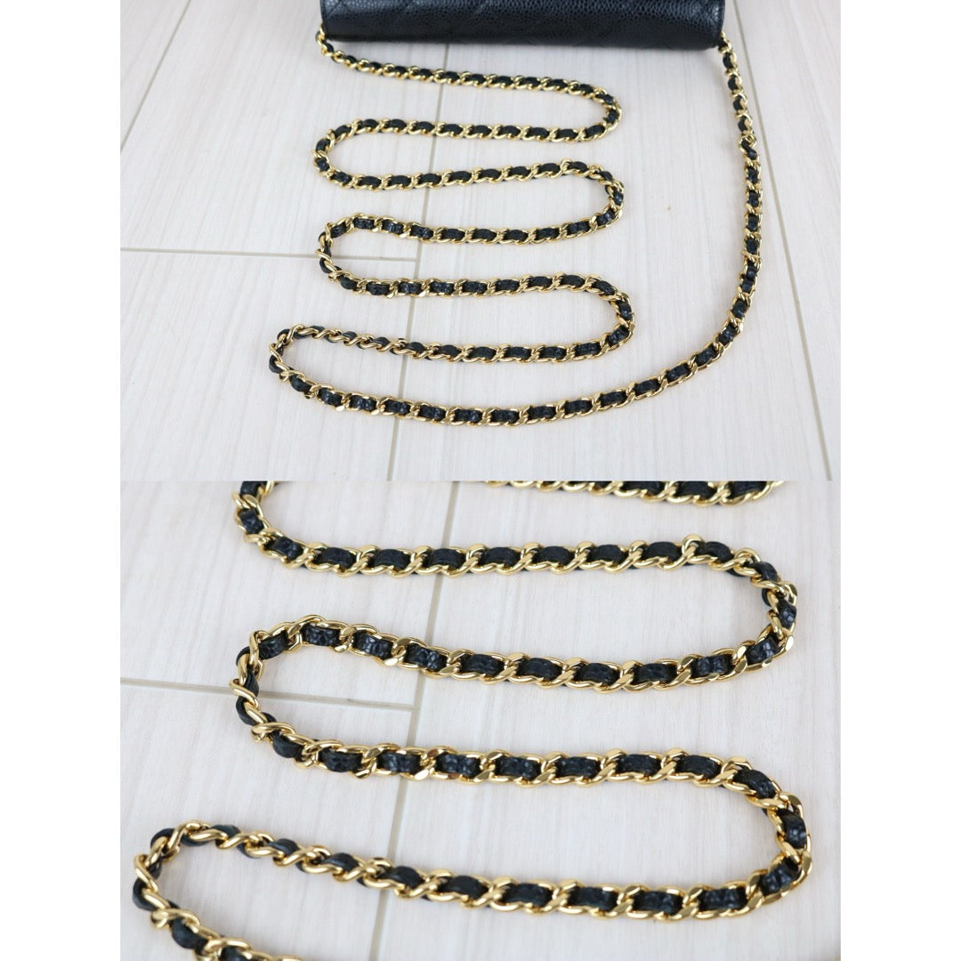 Very Good ( Rank A) ｜Full Set CHANEL Matrasse Chain Caviar Skin WOC19 Shoulder Bag Black Made In 2019～2020Year ｜S25090405