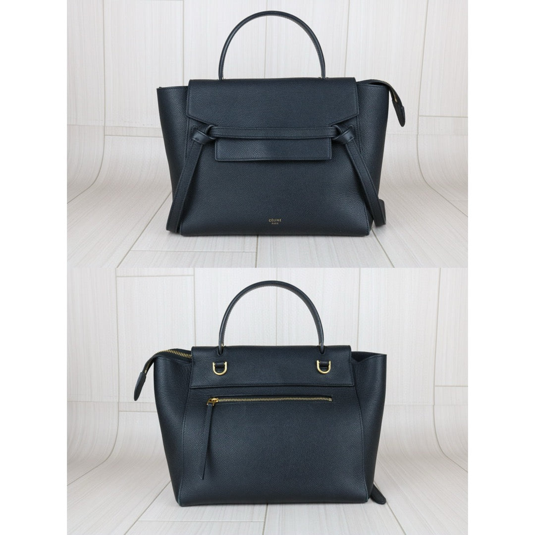 Good ( Rank AB)｜CELINE Leather Calf Belt Micro Handbag Shoulder Bag Black｜B25041505