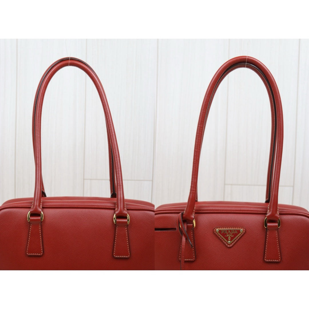 Good ( Rank AB)｜Prada Leather Saffiano Briefcase Plume Handbag Red｜W25102111