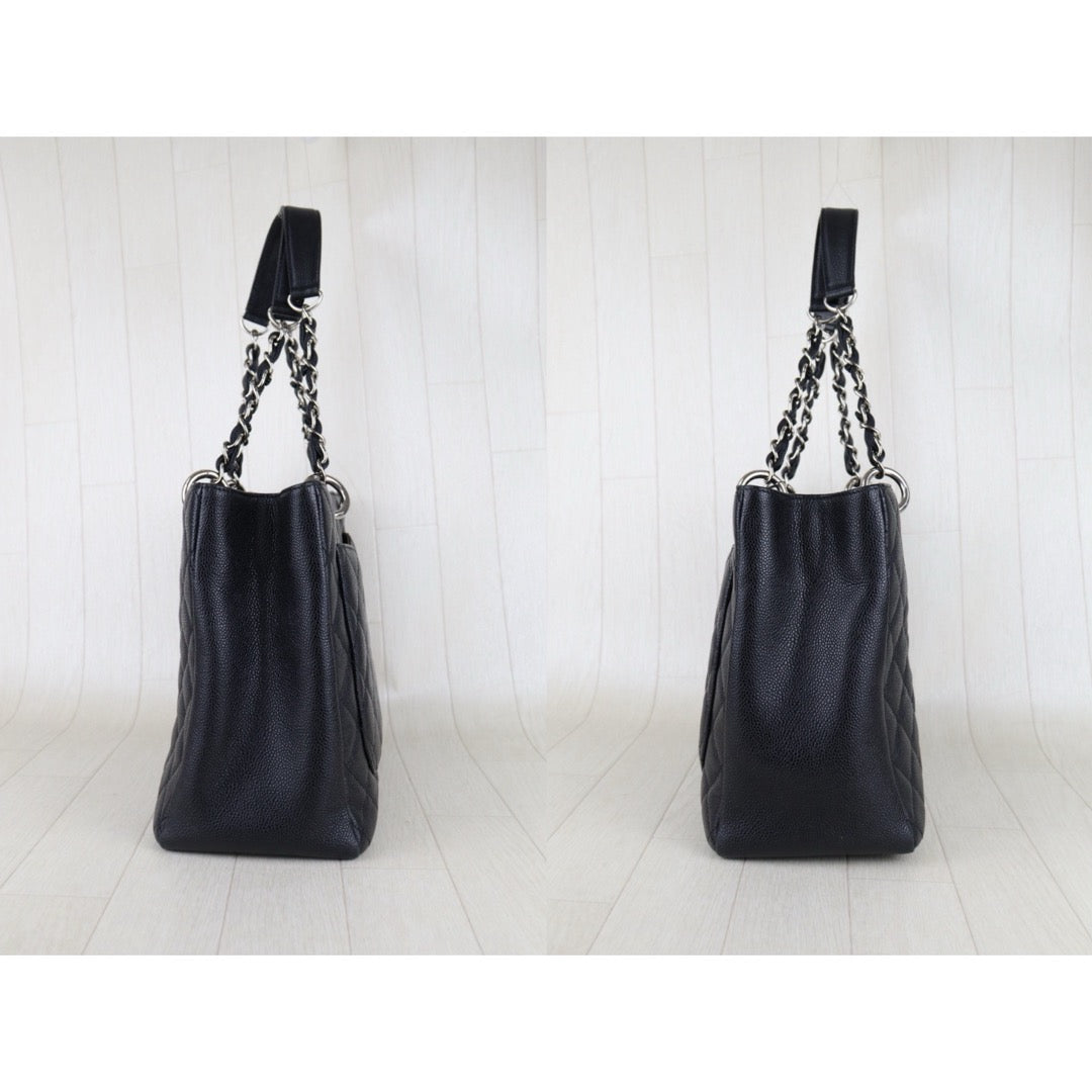 Very Good ( Rank A) ｜ CHANEL Caviar Skin Matrasse Chain GST Tote Bag  Black  Made In 2014-2015Year｜S25121115