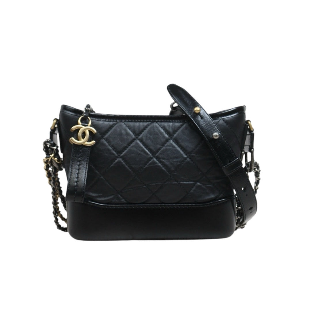 Include Entrupy Certificate of Authenticity｜Very Good ( Rank A) ｜CHANEL PM Gabrielle Calf Leather Shoulder Bag Black  IC Chips Model｜S26080611