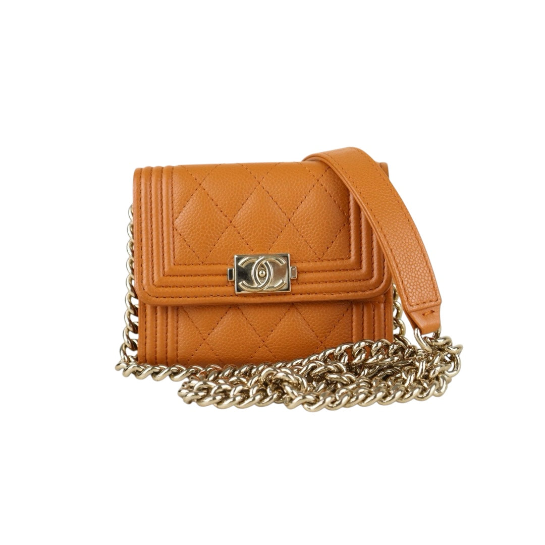 Include Entrupy Certificate of Authenticity｜Very Good ( Rank A) ｜Chanel Caviar Skin Leboy Shoulder Bag Caramel  Made In 2021-2022Year ｜S26072533