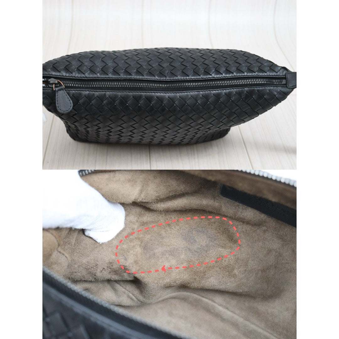 Include Entrupy Certificate of Authenticity｜Good ( Rank AB)｜ Bottega Veneta Lamb Skin  Braid Shoulder Bag Black｜26062910