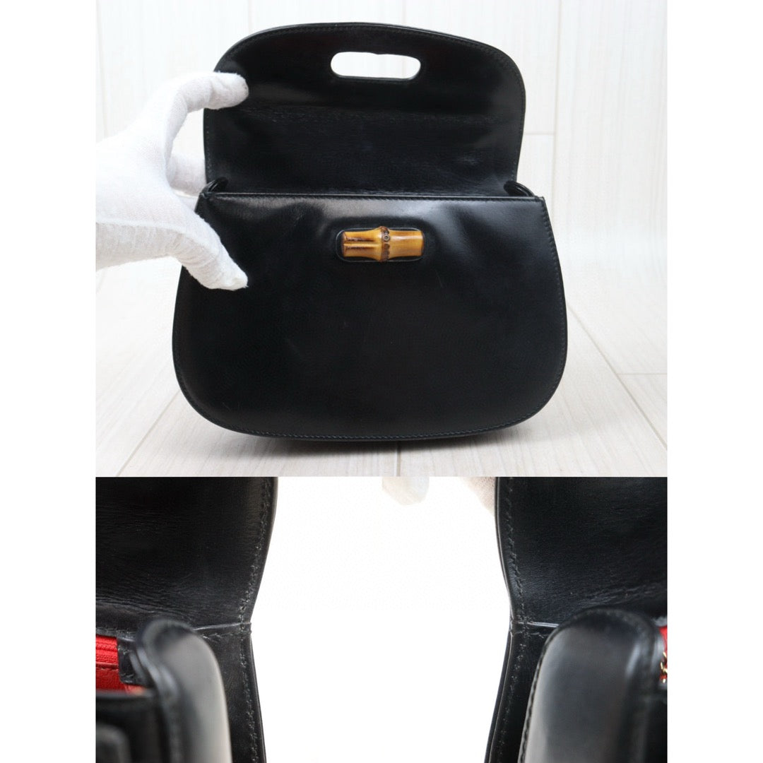 Good ( Rank AB)｜ GUCCI Bamboo Box Leather PM Black Hand Bag ｜P24110114