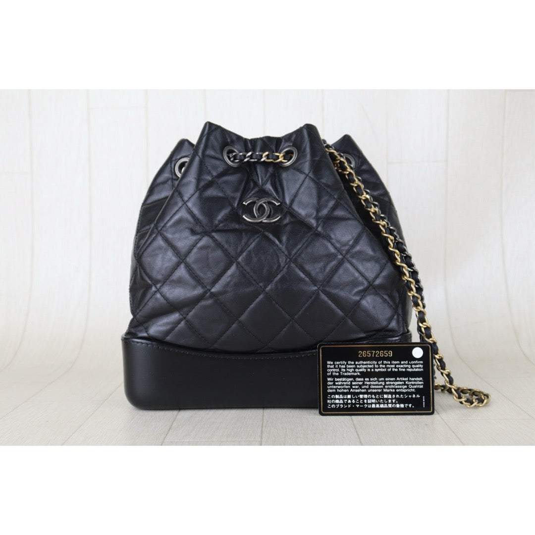 Include Entrupy Certificate of Authenticity｜Very Good（Rank A）｜ CHANEL Gabrielle Calfskin Chain Backpack PM Black Made In 2018-2019Year｜S26090743