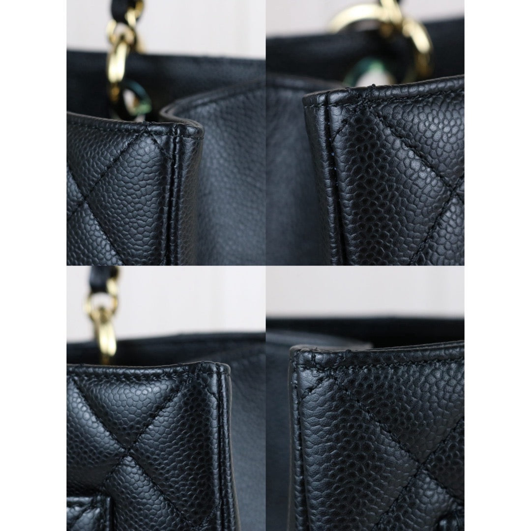 Include Entrupy Certificate of Authenticity｜Excellent( Rank SA) ｜ CHANEL Caviar Skin Matrasse Chain GST Tote Bag  Black  Made In 2013-2014Year｜S26070203