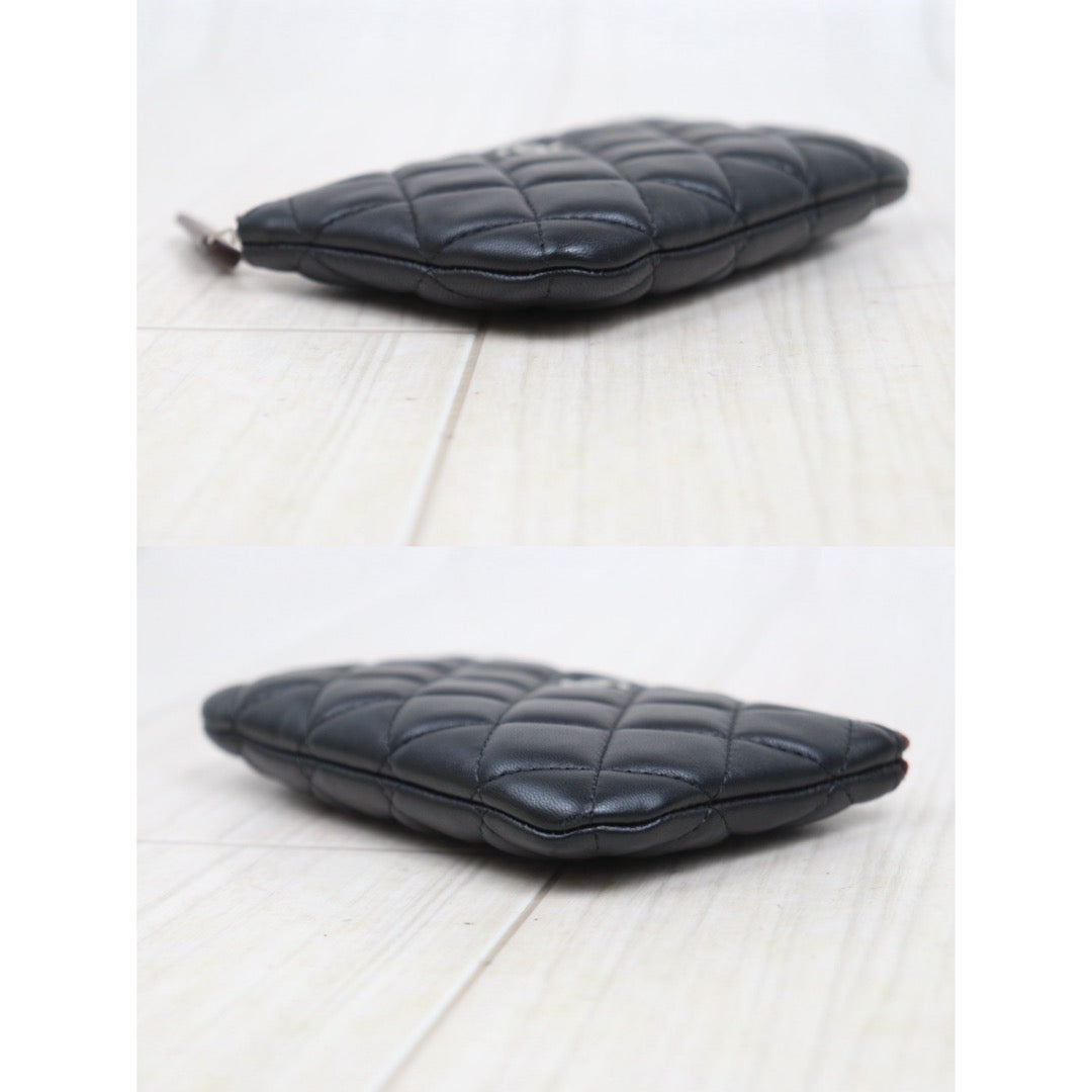 Very Good ( Rank A)｜ CHANEL Coco Mark Lambskin Classic Small Pouch  Black Made In 2014-2015Year｜25091209