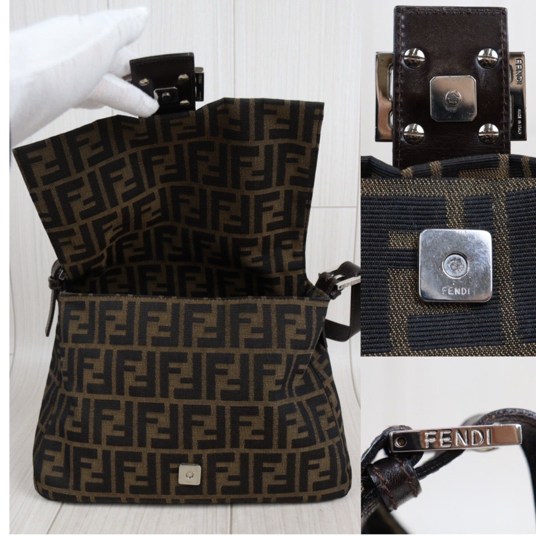 Rank A｜ FENDI Zucca Mamma Baguette Shoulder Bag ｜23112315