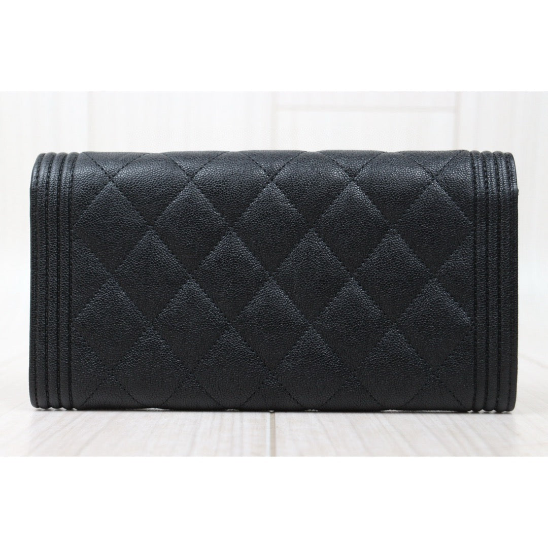 Very Good ( Rank A) ｜CHANEL Leboy Caviar Skin Black Long Wallet Made In 2019 Year｜S25021008