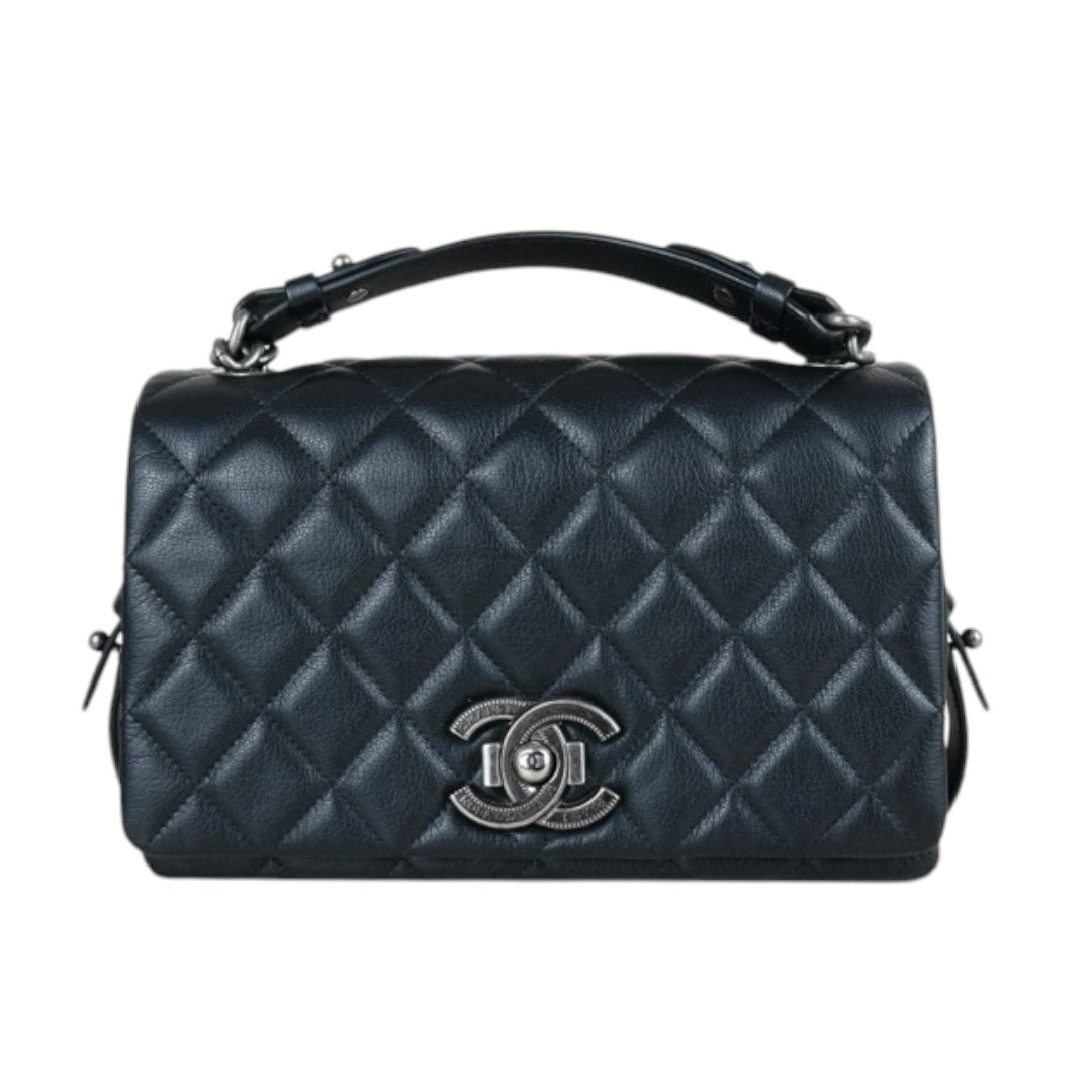 Very Good ( Rank A)｜ CHANEL City Rock Goatskin Single Flap Chain Shoulder Bag Black Made In 2015-2016 Year｜X25041402