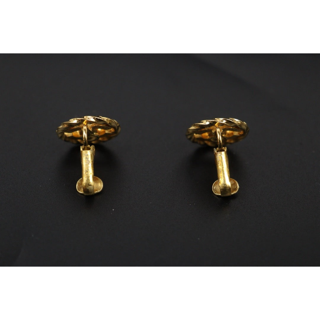 Good ( Rank AB) ｜CHANEL Coco Mark Gold 24 Plated Rhinestone Earrings｜V25061912