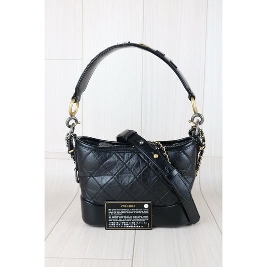 Very Good ( Rank A) ｜CHANEL PM Gabrielle Calf Leather Handbag Shoulder Bag Black Made In 2021Year｜S25110327