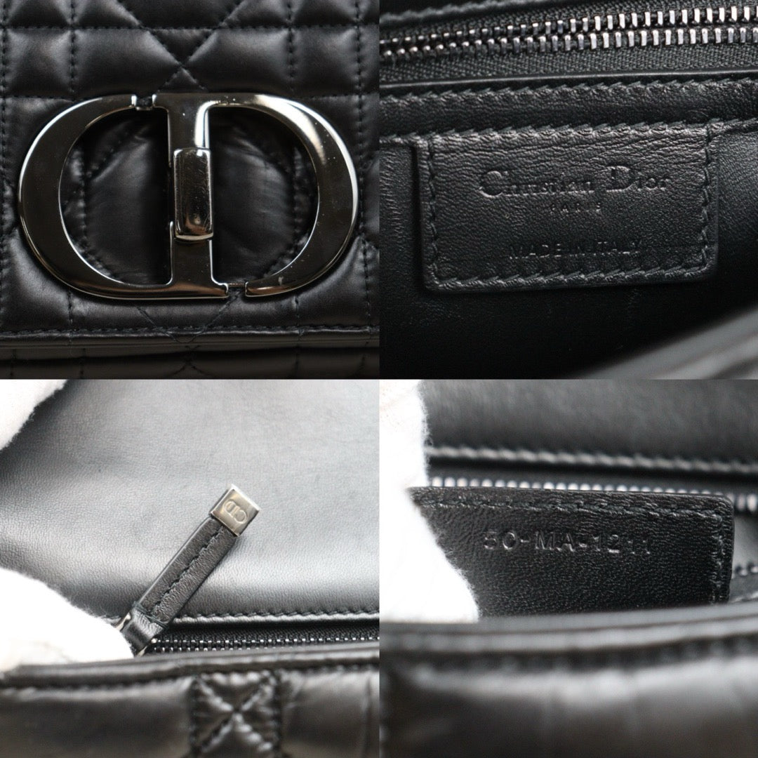 Very Good ( Rank A) ｜Dior Caro Matelasse Chain Calf Leather Shoulder Bag PM So Black  ｜S25071010