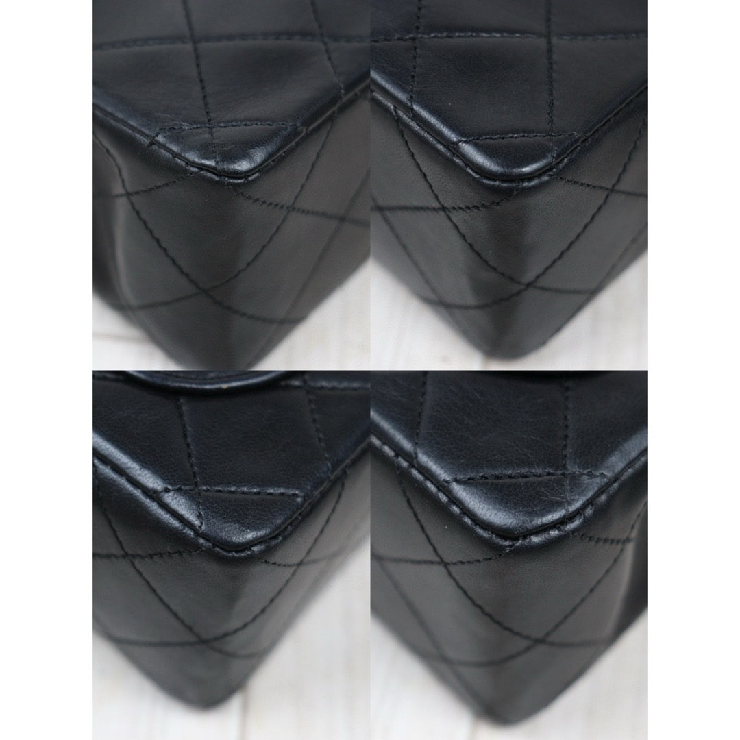 Good ( Rank AB)｜ CHANEL Lanbskin Square 17 Pearl  Shoulder Bag Black Made In 1991～1994 Year ｜25013118