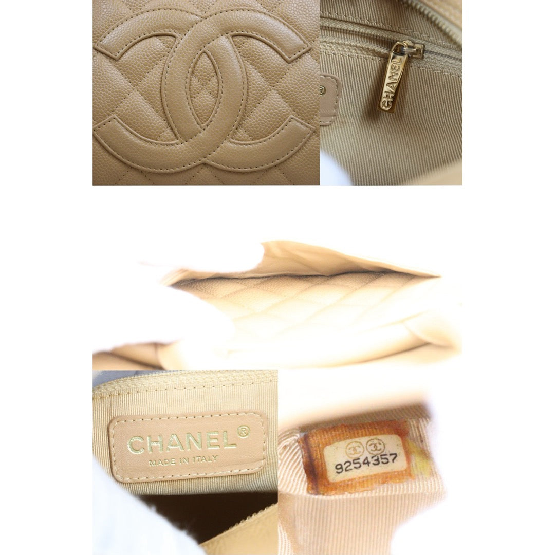 Good ( Rank AB)｜ CHANEL Caviar Skin  Calf Leather Bowling Hand Bag Beige Made In 2004～2005Year｜A25120609