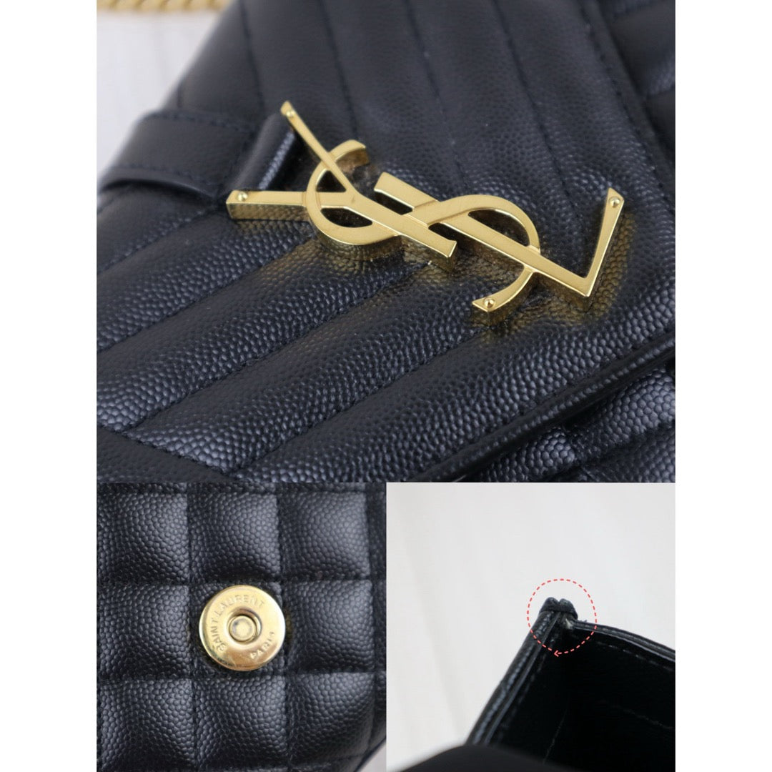 Good ( Rank AB) ｜  Saint Laurent YSL Envelope Shoulder Bag Black｜J25060501