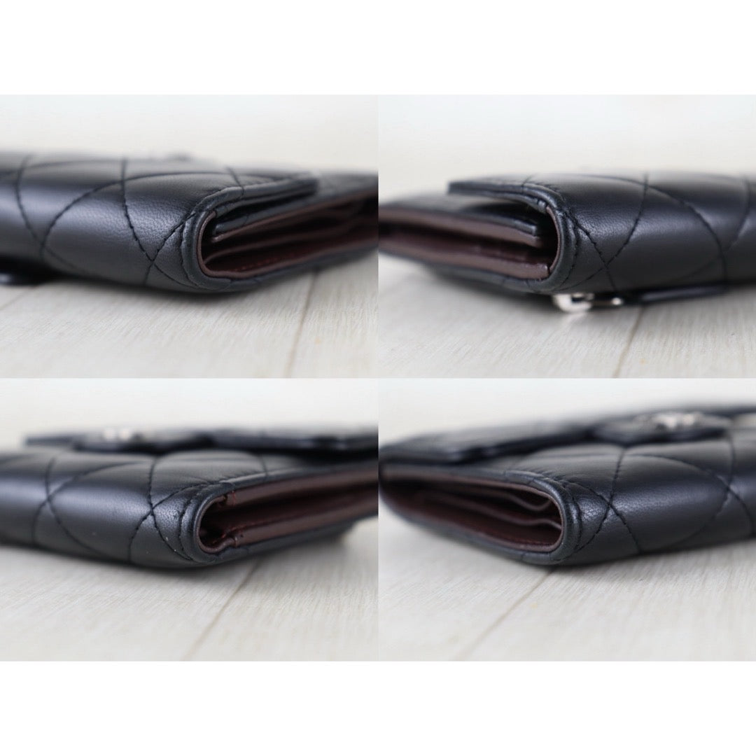 Include Entrupy Certificate of Authenticity｜Good ( Rank AB)｜CHANEL Lamb Skin Black Wallet Made In 2016 Year｜S26073112