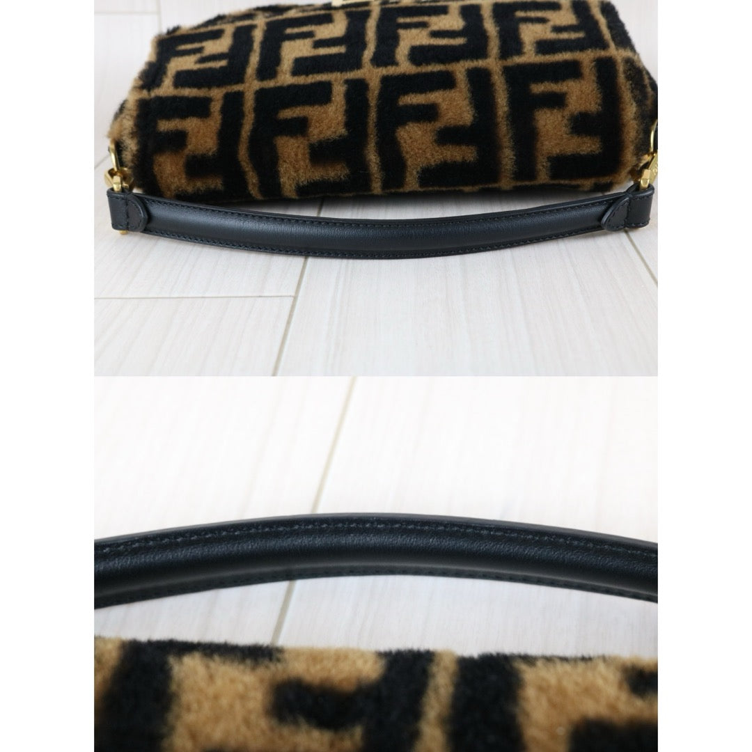Very Good ( Rank A)｜ FENDI Zucca Mamma Baguette Sheep Skin Brown Shoulder Bag｜S25110320