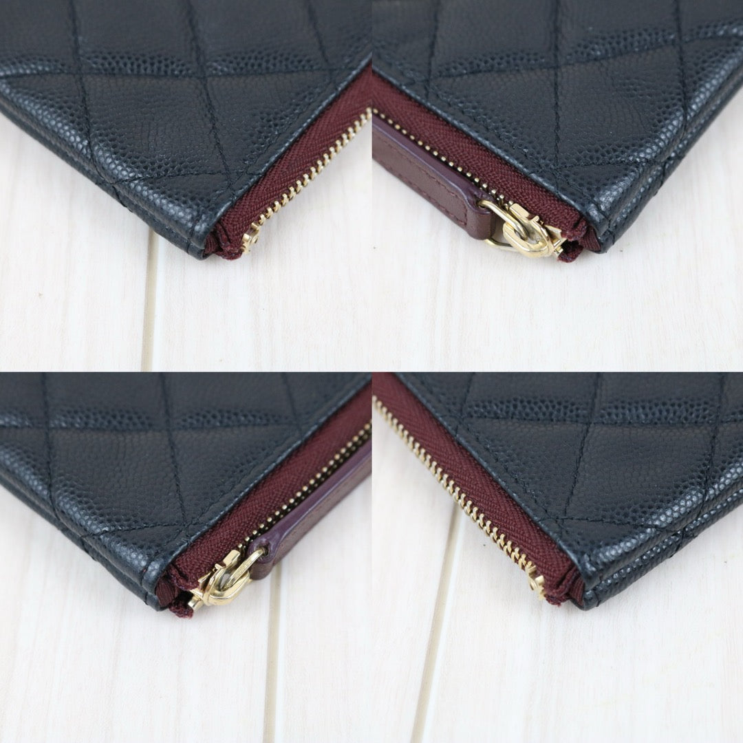 Include Entrupy Certificate of Authenticity｜Good ( Rank AB)｜ CHANEL Caviar Skin  Klassische Pochette Mit Reissverschluss  PM Black Made In 2020Year ｜X26092107