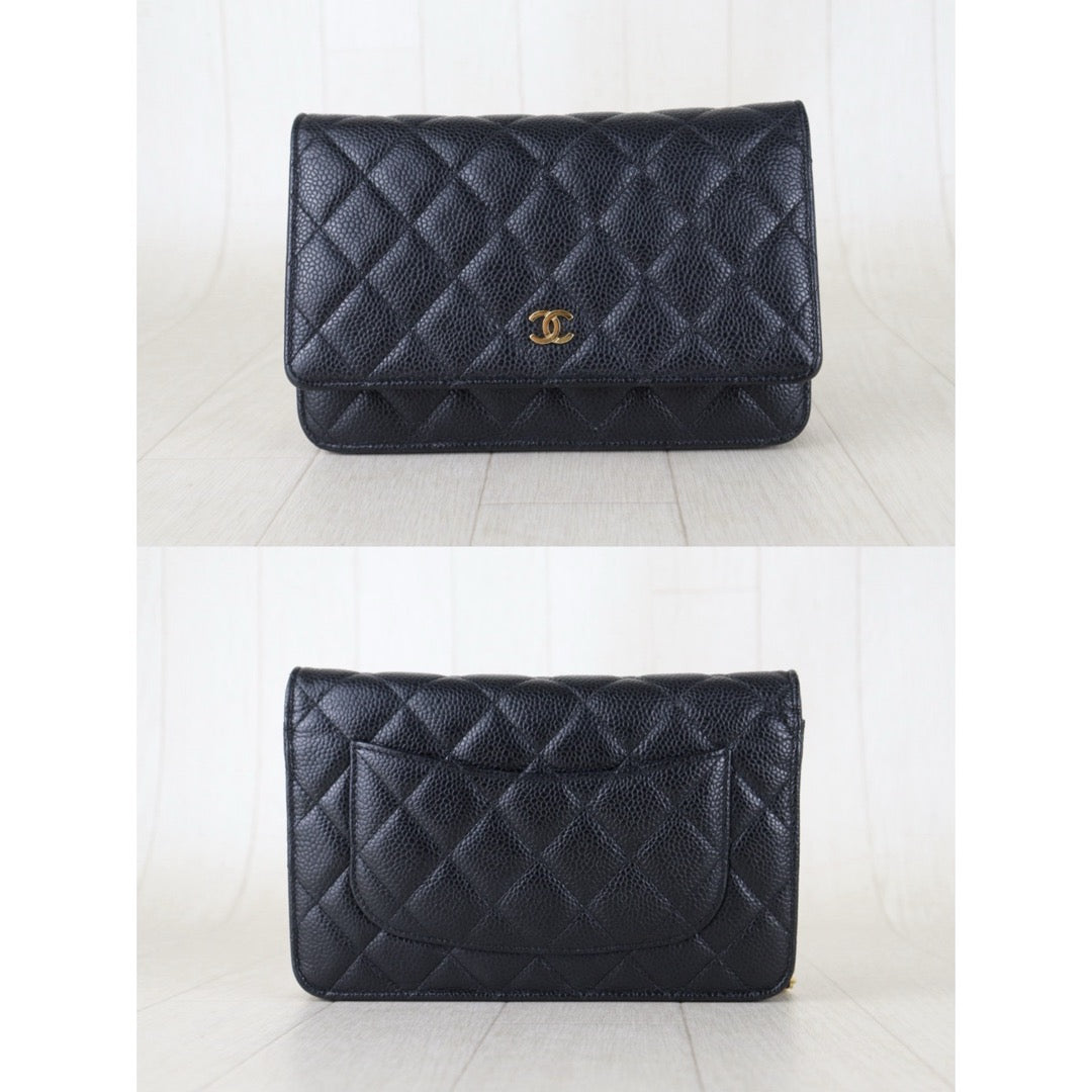Include Entrupy Certificate of Authenticity｜Very Good ( Rank A)｜CHANEL Caviar Skin WOC Chain Bag Black Made In 2020-2021Year｜S26090402