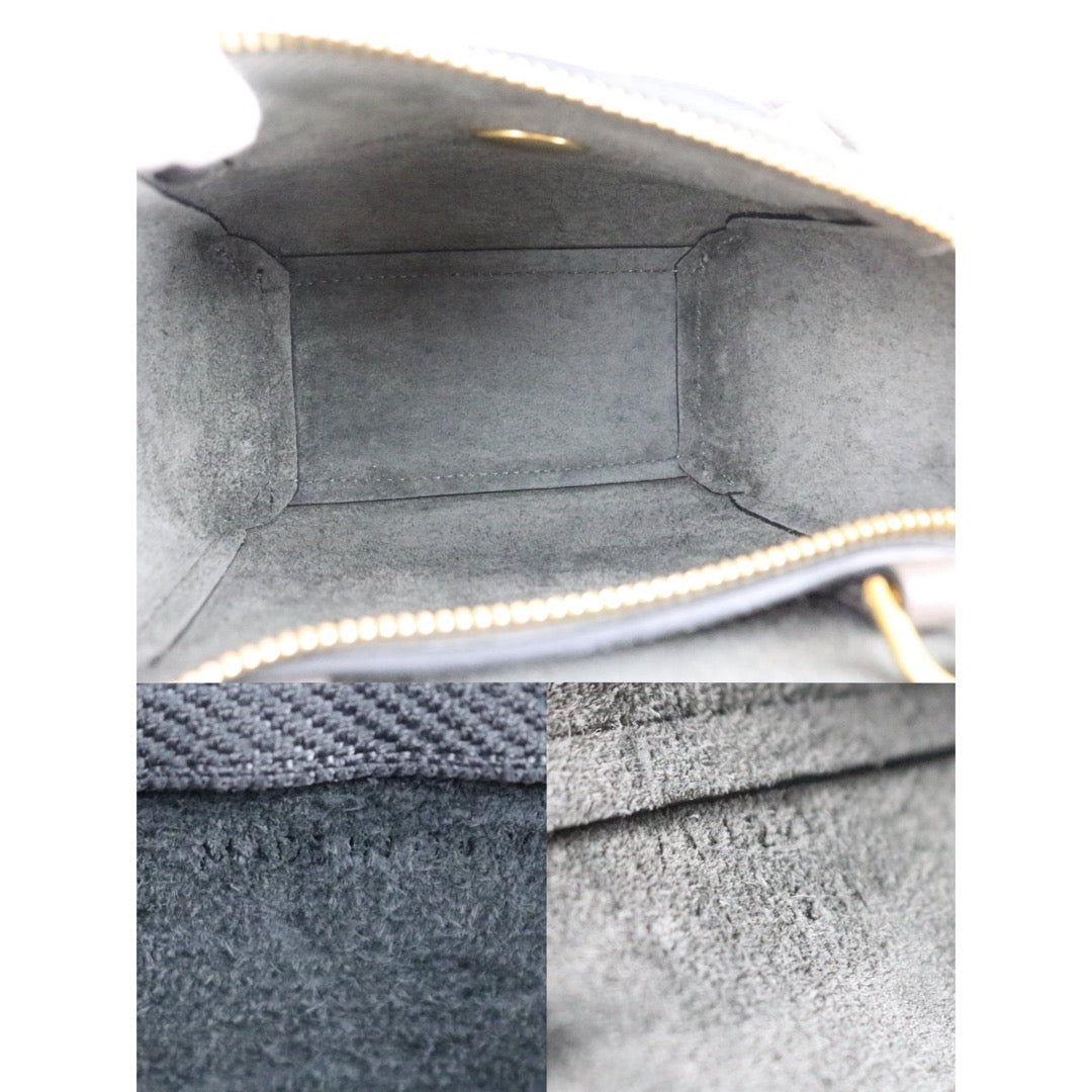 Include Entrupy Certificate of Authenticity｜Very Good ( Rank A)｜CELINE Calf Leather Belt Pico Handbag Shoulder Bag Etoupe Gray｜X26051807