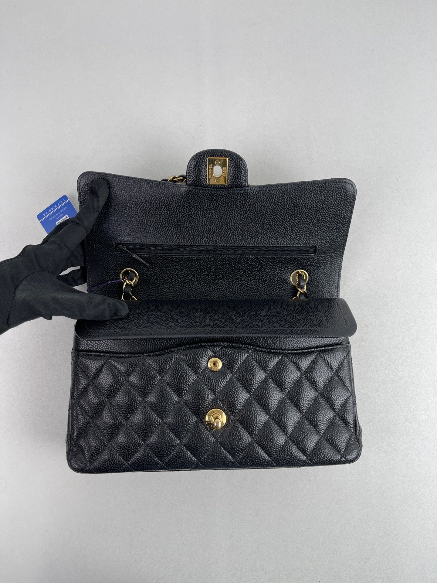 Include Entrupy Certificate of Authenticity｜Very Good ( Rank A)｜ CHANEL Caviar Skin Calf Leather Double Flap 25