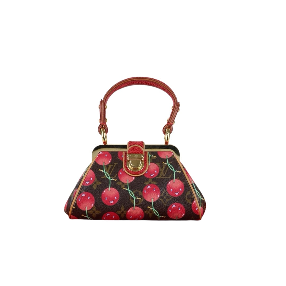 Include Entrupy Certificate of Authenticity｜Very Good ( Rank A) ｜ Louis Vuitton Takashi Murakam Cherry Monogram Sac Fermoir HandBag Limited Edition｜H26012801
