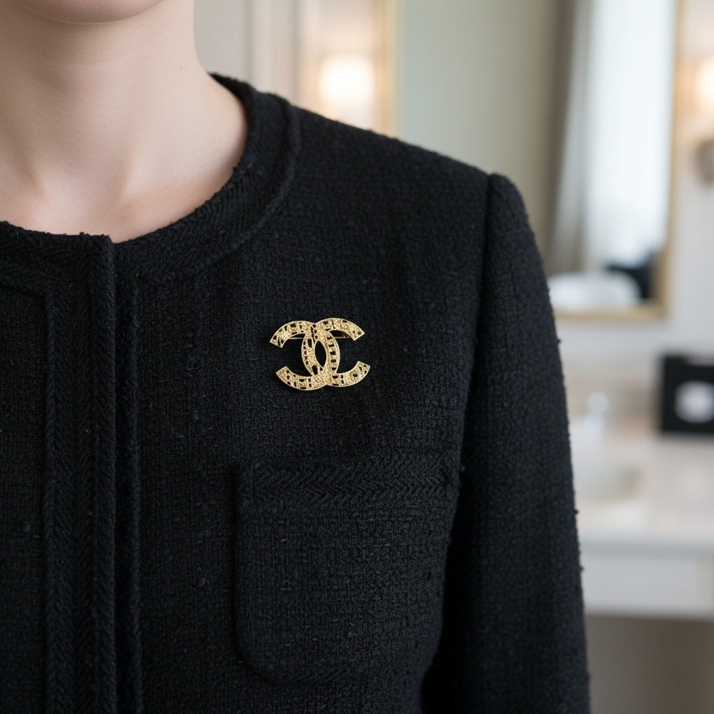 Include Authentic Detective Certificate of Authenticity｜Excellent（Rank SA）｜ CHANEL 14C Coco Mark Hollow Brooch Made In 2014 Year ｜S26050705