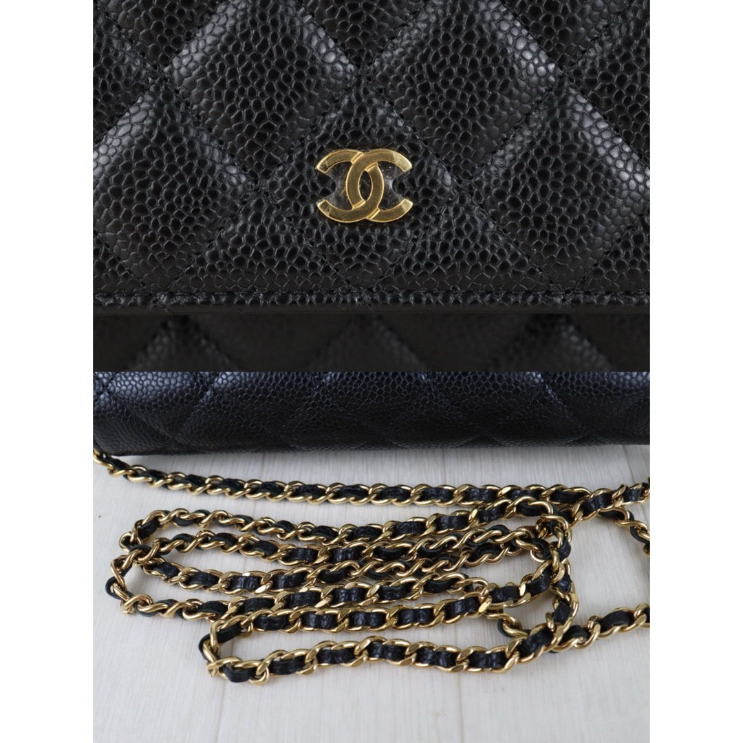 Include Entrupy Certificate of Authenticity｜Very Good ( Rank A)｜CHANEL Caviar Skin WOC Chain Bag Black  IC Chips Model｜Z26091602