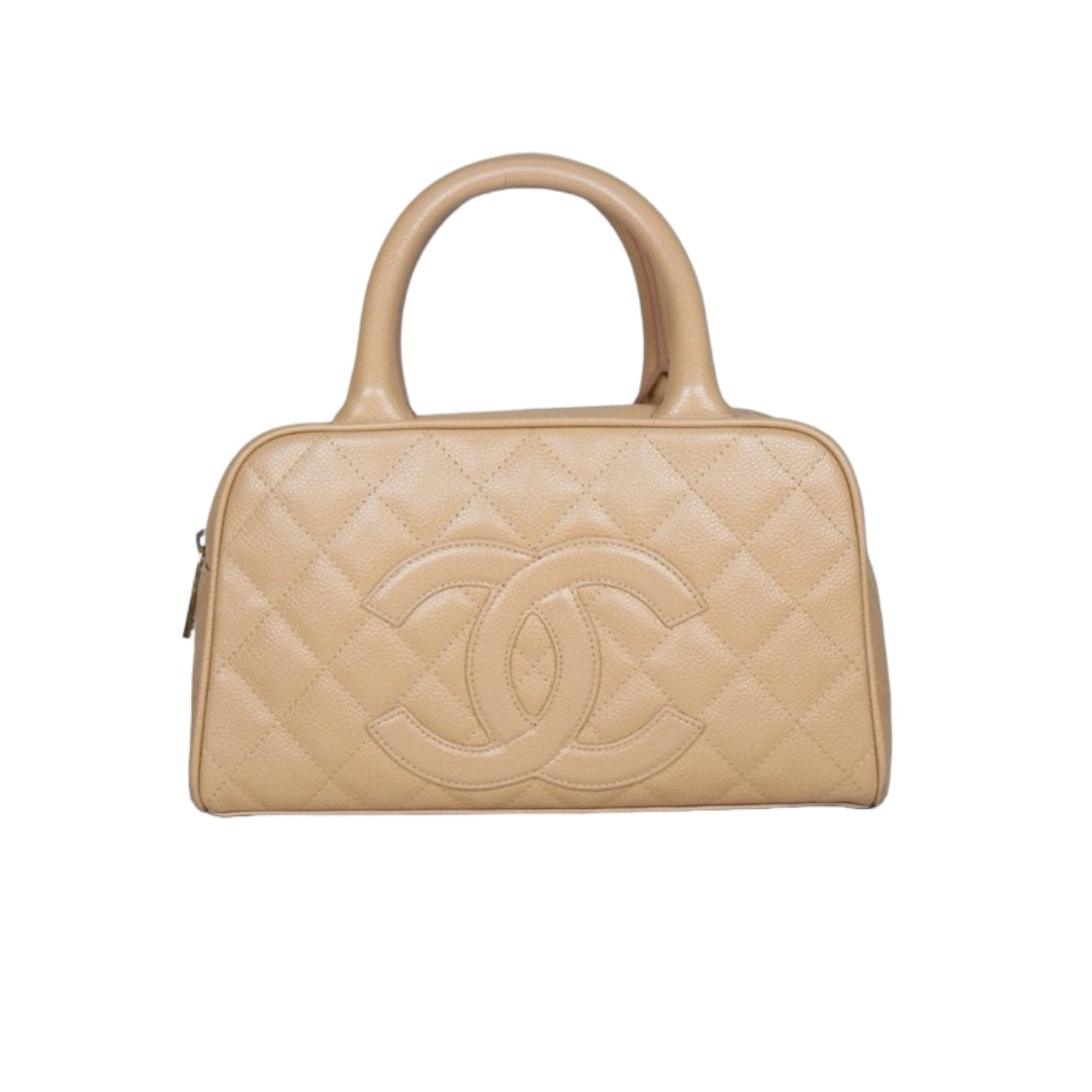 Very Good ( Rank A)｜ CHANEL  Caviar Skin Leather Calf Leather Bowling Bag Hand Bag Made In 2004～2005Year｜S24080804