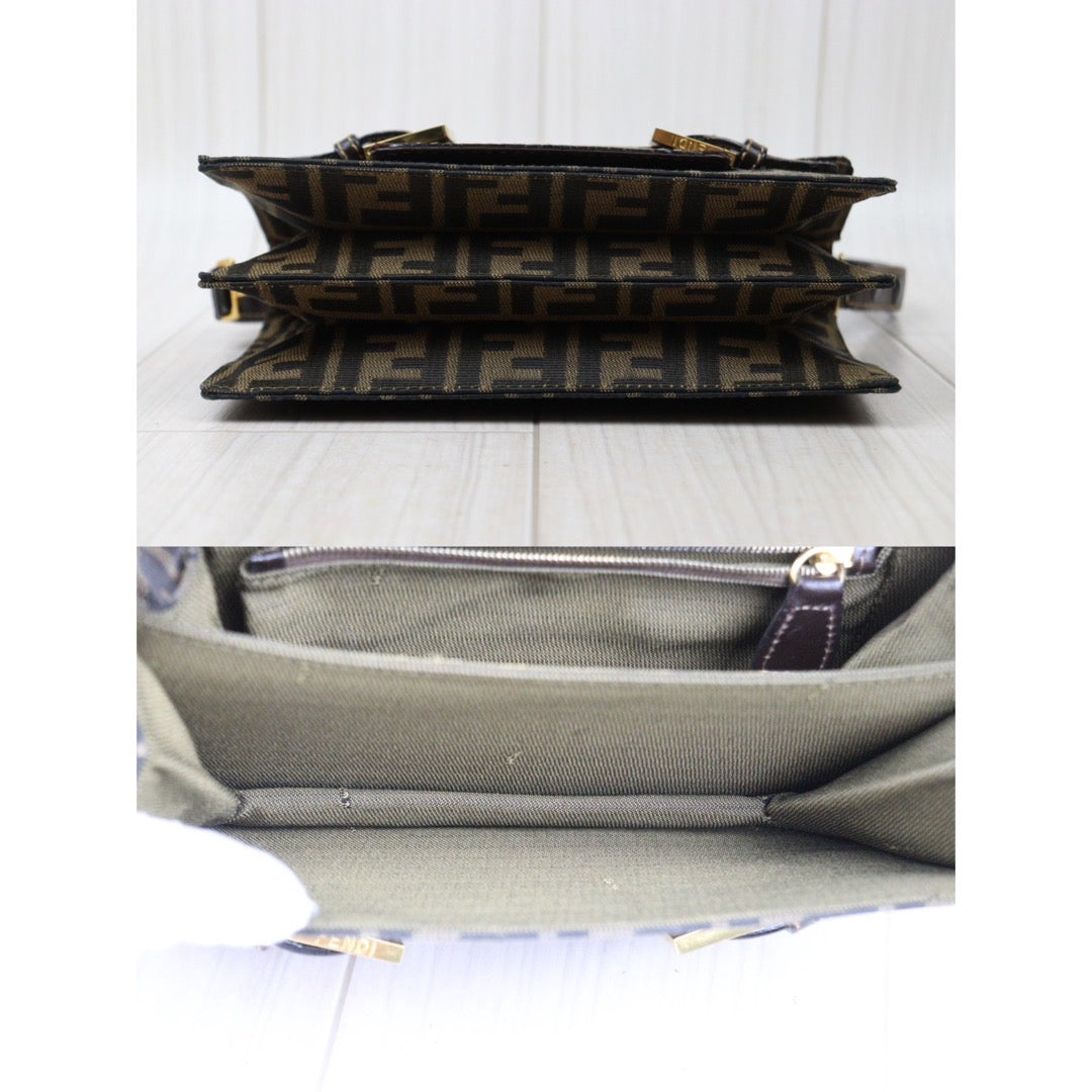 Rank A｜ FENDI Zucca Mamma Shoulder Bag Gold Hardware｜24052704