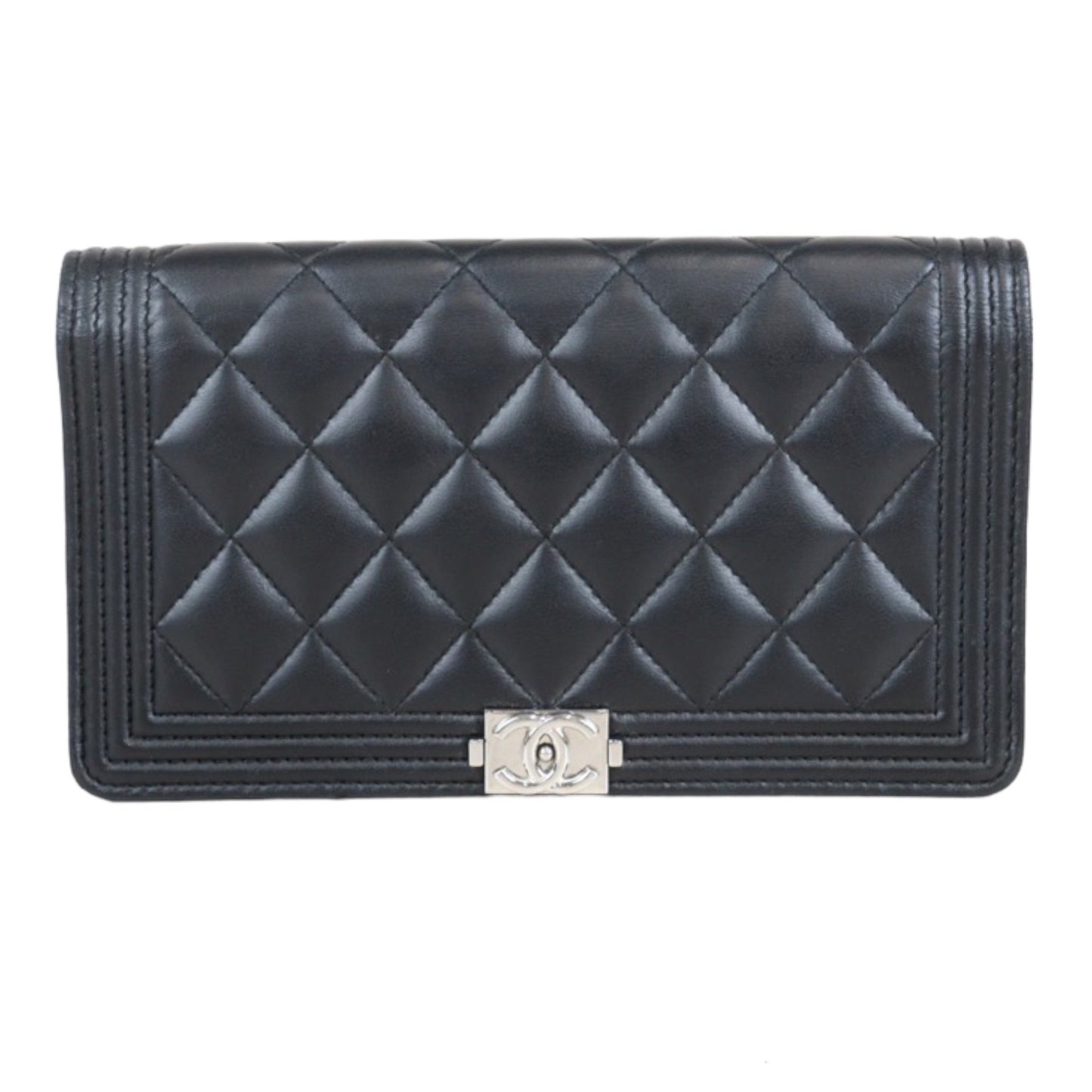 Rank AB ｜Chanel Lamb Leather Black Long Wallet Black Made In 2017 Year｜23101004