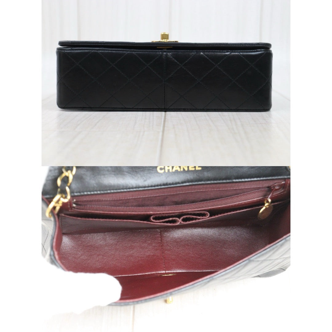 Very Good ( Rank A)｜ CHANEL Matrasse Lamb Skin Chain Bag Black Made in 1989-1991 Year｜P25051610
