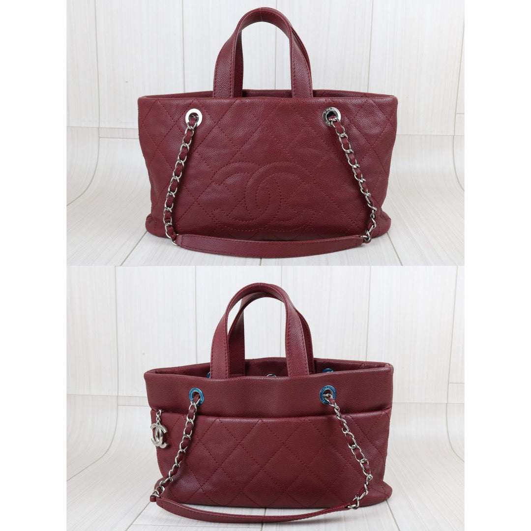 Include Entrupy Certificate of Authenticity｜Very Good ( Rank A)｜ CHANEL Caviar Quilted Medium 2WAY Shopping Tote Bad  Made In 2014-2015Year｜X26100710