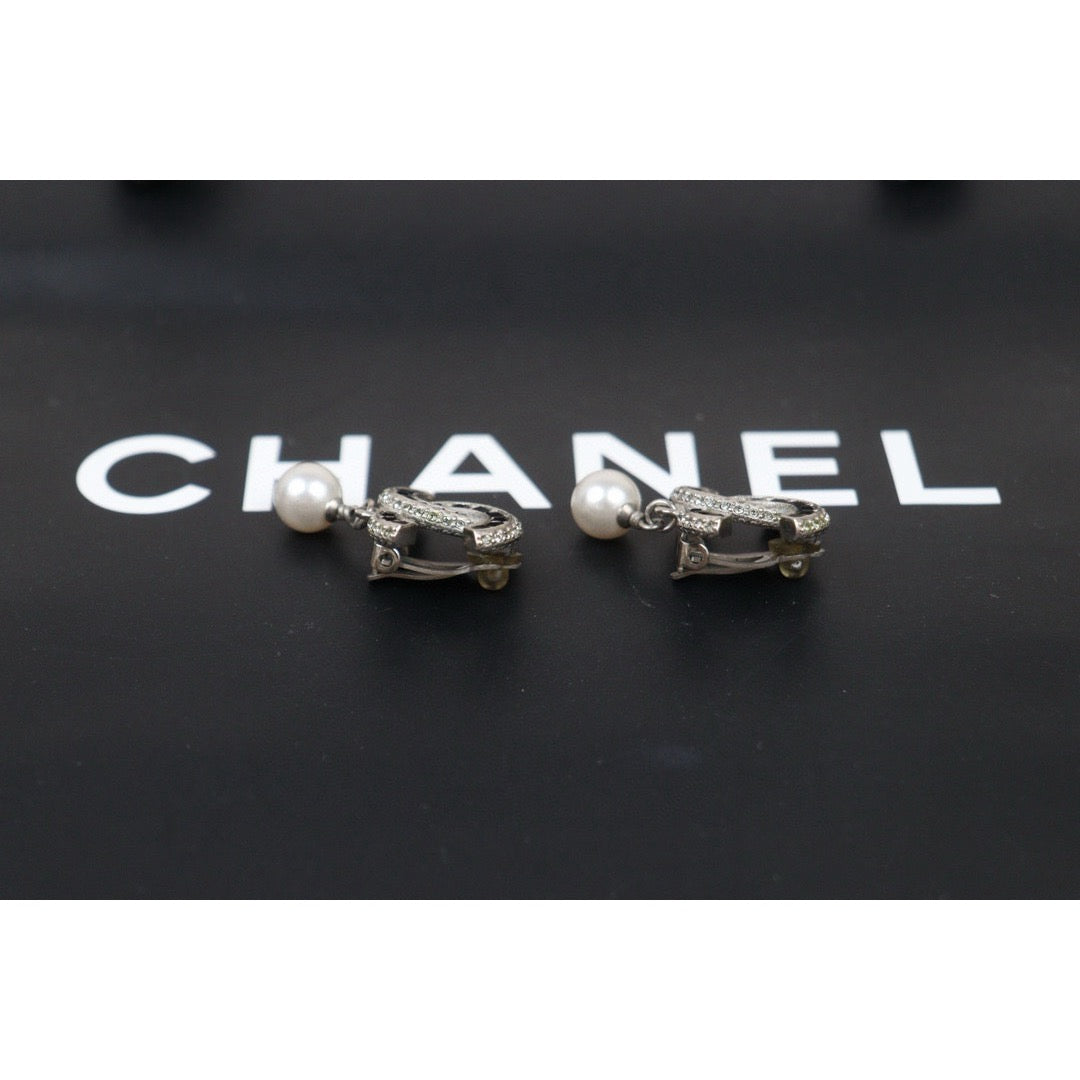 Very Good ( Rank A) ｜CHANEL Pearl Diamond COCO Mark Drop Stud Earrings ｜24120803