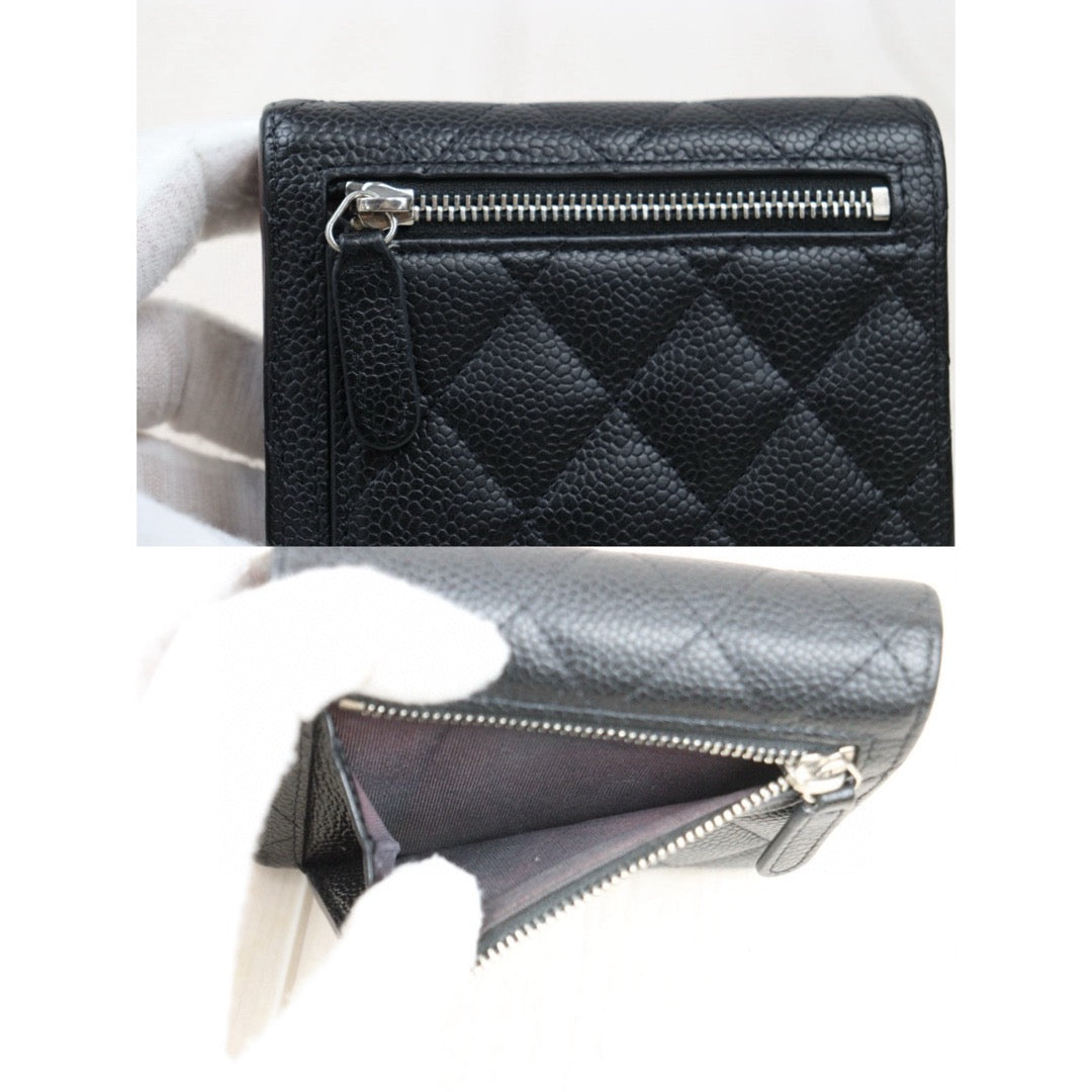 Good ( Rank AB)｜CHANEL Caviar Skin Leather Calf Leather  Wallet Black Made In 2018 Year｜S25021020