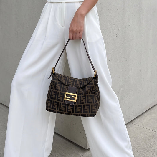 Include Entrupy Certificate of Authenticity｜Good ( Rank AB)｜ FENDI Zucca Mamma Baguette Shoulder Bag ｜26081805