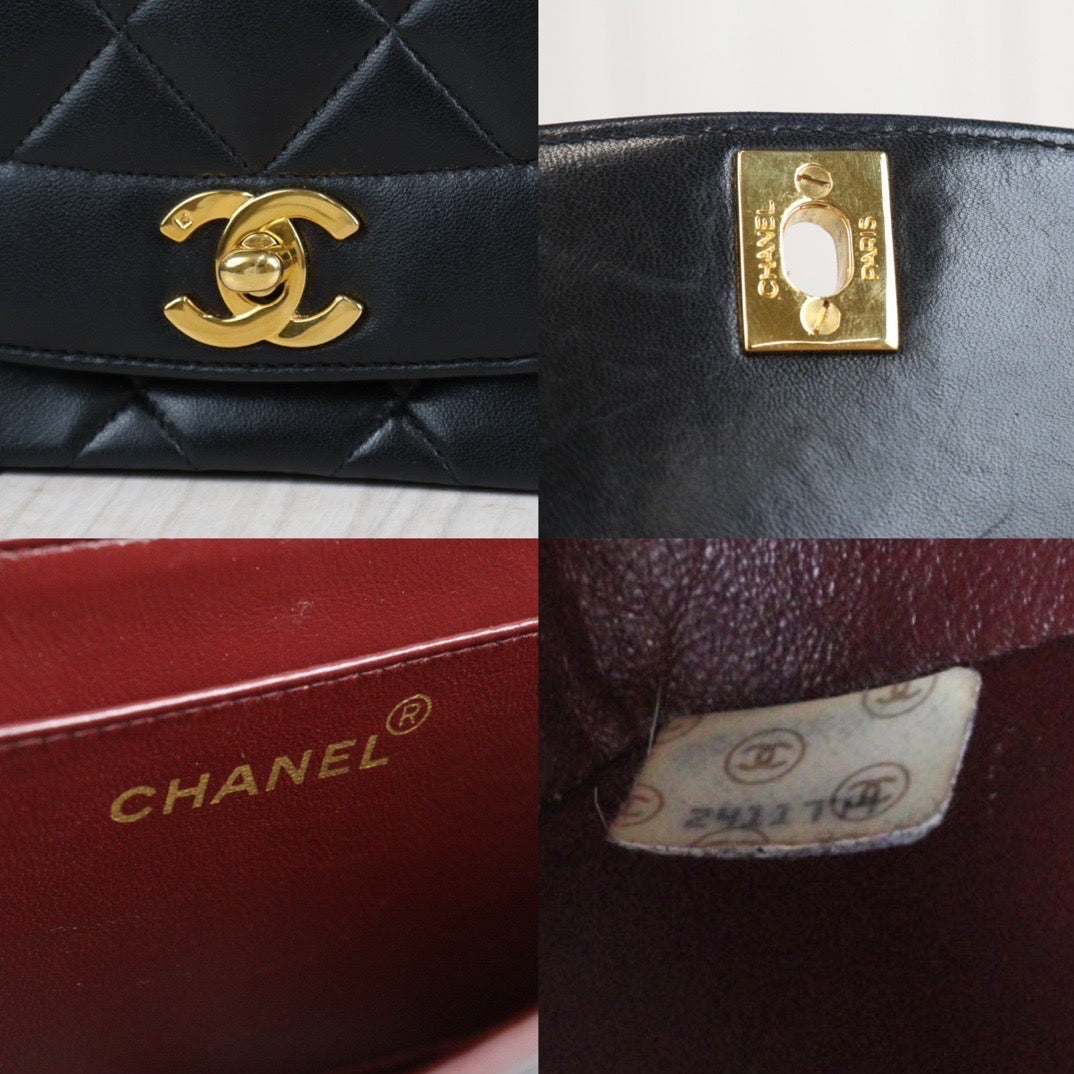 Rank AB｜ CHANEL Matrasse Diana 25 Lamb Skin  Chain Shoulder Bag Made In 1991～1994 Year｜23101209