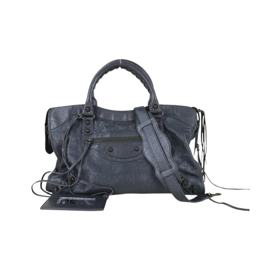 Include Entrupy Certificate of Authenticity｜Good ( Rank AB)｜Balenciaga Waxed Leather Classic City MM Grey HandBag Shoulder Bag ｜S26060108